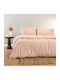 Melinen Melinen Bed Sheet Set with 2 Pillowcases Super-Double with Rubber Hugger 160x200+30cm Pink (3pcs)