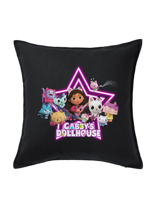 Gabby Dollhouse Dollhouse Pillow Black 100% Cotton Filling Included 50x50cm