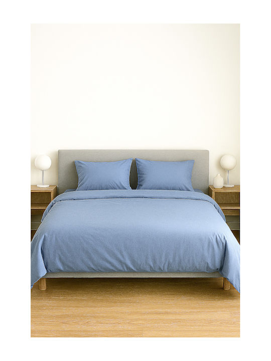 Τ180 Σεντόνι King Size με Λάστιχο 180x200+35εκ. Γαλάζιο