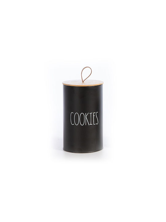 Nef-Nef Homeware Metallic Cookie Jar Black 12x12x20cm