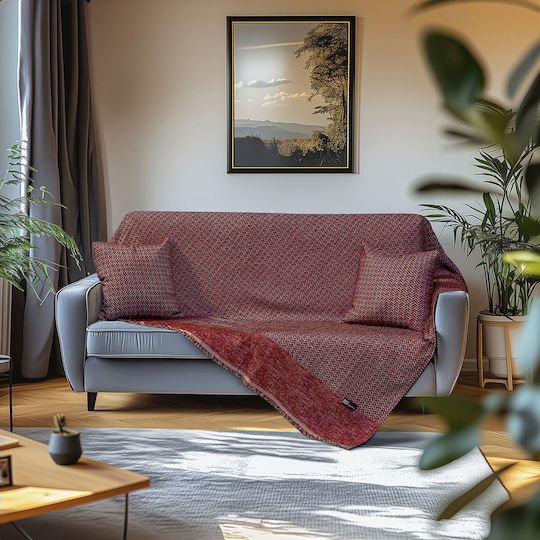 Beauty Home Покривка За Двуместен Диван Шенил 170x240см Червена 8639ДИЦ