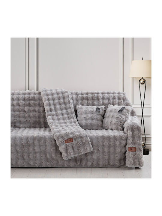 Beauty Home Σετ Ριχτάρια 2τμχ Γούνινο Γκρι 8721ΣΕΤ2