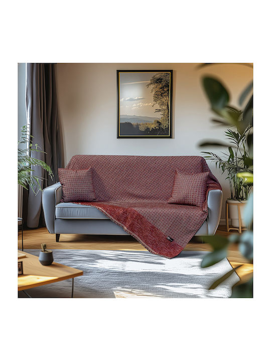 Beauty Home Ριχτάρι Τριθέσιου Καναπέ Chenille 170x290εκ. Κόκκινο 8639ΤΡΙ
