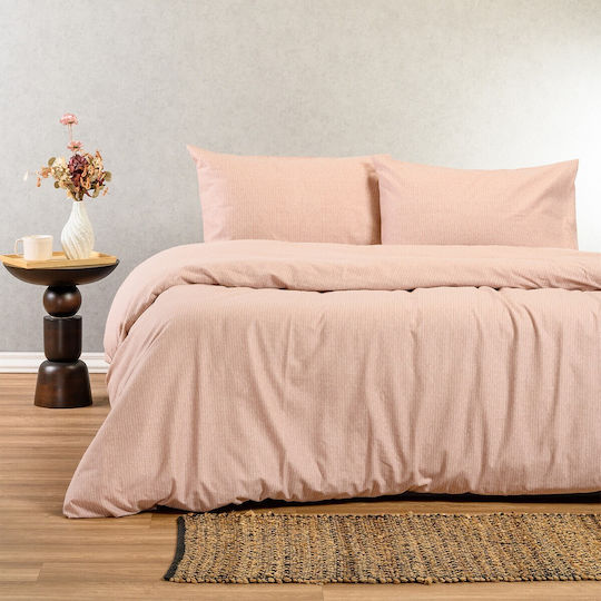 Melinen Cotton Duvet Cover Single 165x245 Owen Pink