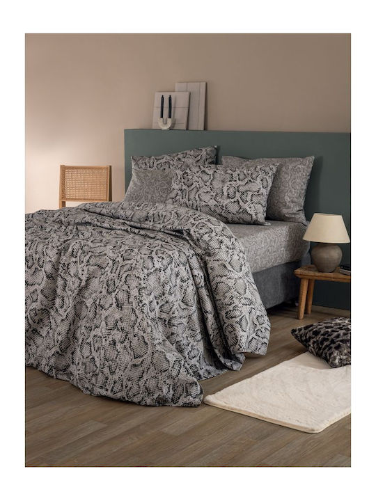 Palamaiki Duvet Cover Set Cotton Single with Pillowcase 170x250 Fb0242 Gray