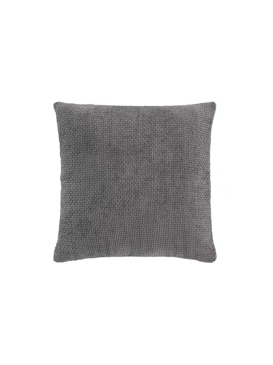 Μαξιλάρι Καναπέ L-c Leo από Βελούδο Anthracite 45x45εκ.