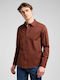 Long Sleeve Cotton Shirt in Regular Fit Brown