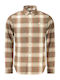 Long-sleeved Flannel Shirt Checked Brown