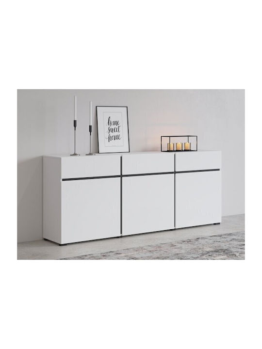 Μπουφές Alfere 103 mit Schubladen White, Black 180x40x78cm