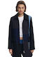 Women's Black Peacoat with Zipper