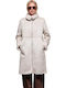 Damen Off White Mantel mit Reißverschluss