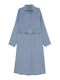 Woolen Women's Blue Melange Coat with Belt