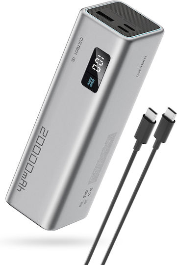 Cuktech CUKP200XGLGR Power Bank 20000mAh 100W with USB-A Port and 2 USB-C Ports Power Delivery Grey