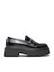 Leder Damen Loafers in Schwarz Farbe