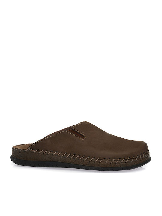 Men's Leather Slippers Brown