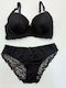 Lunna Dantelat Set de Lenjerie Sutien cu Slip Black