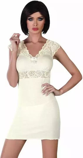 Livco Corsetti Accalia Light 10-14-01 10-14 Дамско Секси Бельо Задайте 2 Части Нощница Танга Дантела Екрю S M