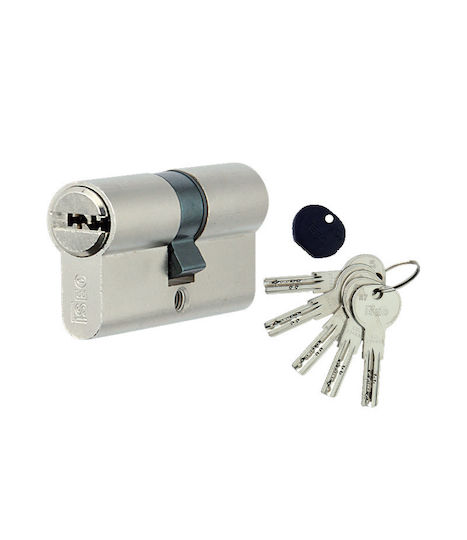 ISEO Lock Cylinder Security R6 80mm (30-50) with 5 Keys Silver