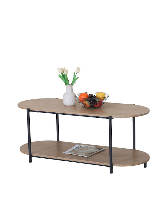 Oval Central Coffee Table Ardenmoor Wooden Oak/Black M115xL50xH45cm