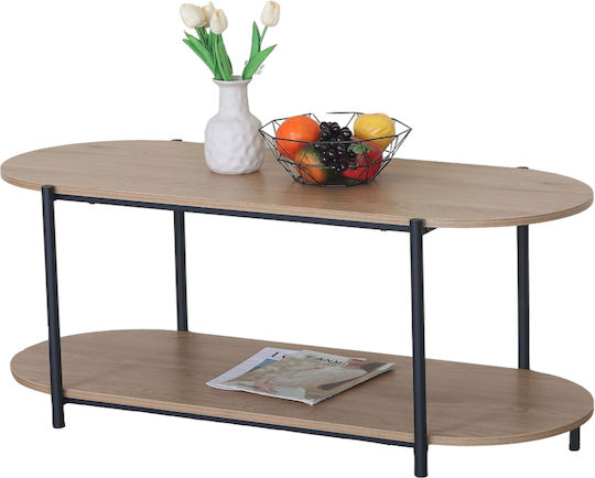 Ovale Zentral Kaffeetisch Ardenmoor Holz Eiche/Schwarz M115xL50xH45cm