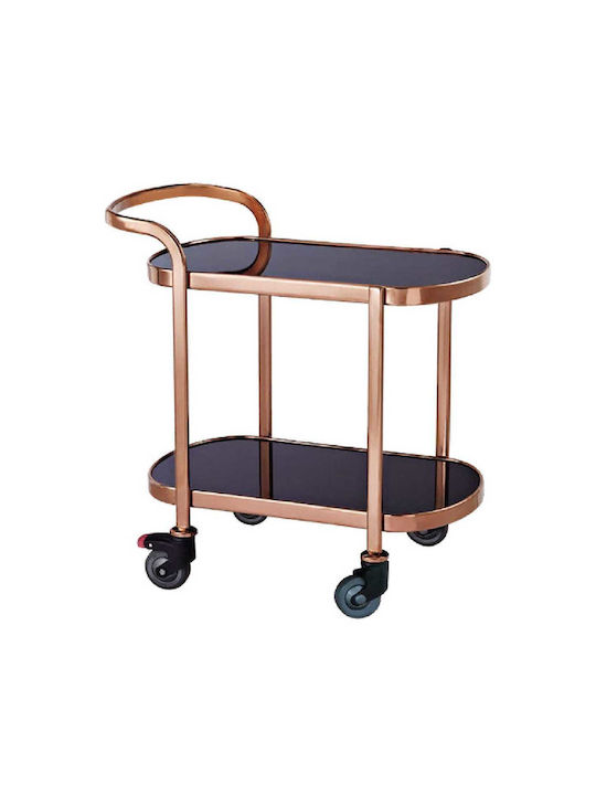 Temno Oval Glass Side Table Copper Black M95xP52xH100cm