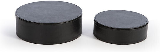 Nef-Nef Homeware Σετ Διακοσμητικά Κουτιά από Δερματίνη Lethal Black 2τμχ