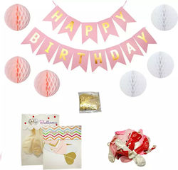 Парти Декорация Birthday Jup 6202358 1-137 Гирлянда С Балони 43 Бройки Розова