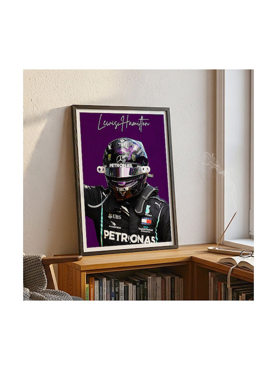 Poster Formula1 Lewis Hamilton F059 21cm X 30cm Μαύρο Ξύλινο Κάδρο