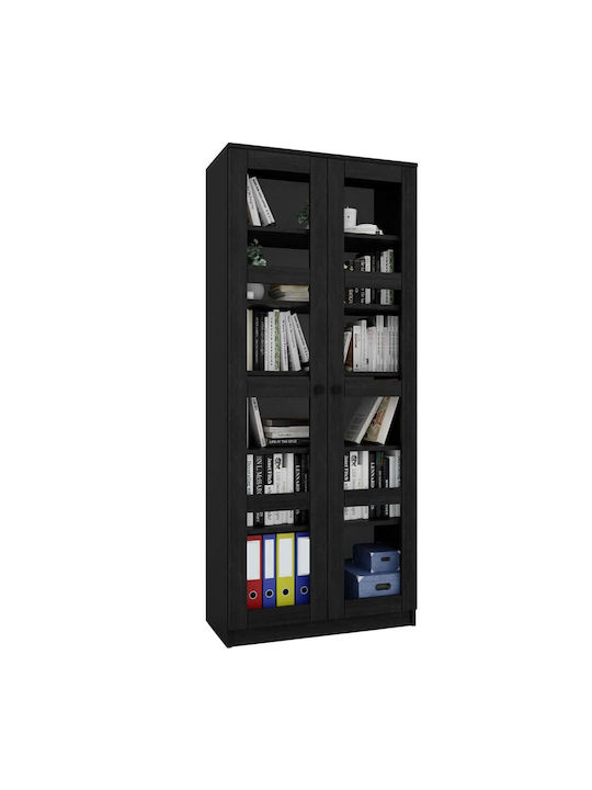 Office Glass Cabinet Lucas Black 80x37x190cm