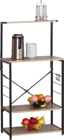 ArteLibre Grantham Metallic Kitchen Rack 4 Tiers Black 60x40x123cm