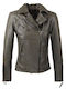 Δερμάτινο Γυναικείο Biker Jacket Λαδί