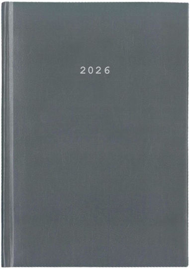 Next Ημερολόγιο 2026 Basic Ημερήσιο Δετό Γκρι 17x25εκ Δυνατότητα Εκτύπωσης