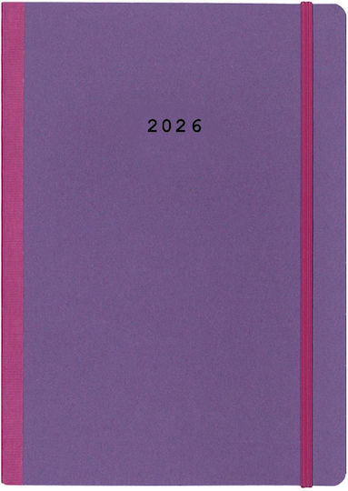 Next Дневник 2026 Natural Дневен Flexi Лилава Ластик 17x25см Възможност За Печат