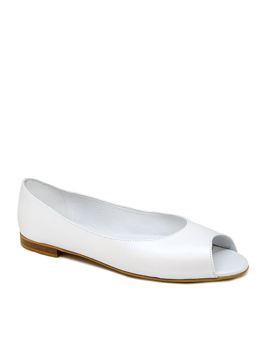 Lederne Damen Ballerinas in Weiß Farbe