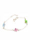 Kids Bracelet Chain 925° Three Little Turtles Enamel from Silver with Stones & Figure