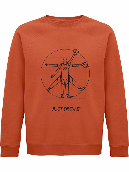 Sweatshirt Unisex Organic "just Drew It Jordan" Sweet Orange