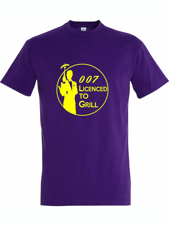 Unisex T-Shirt "007 Lizenziert Zum Grillen Barbecue Meister" Dunkles Lila