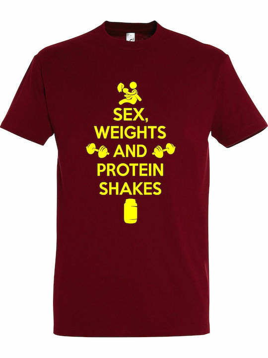 Unisex T-shirt "Sex Gewichte Proteinshakes Gym Lover" Chili