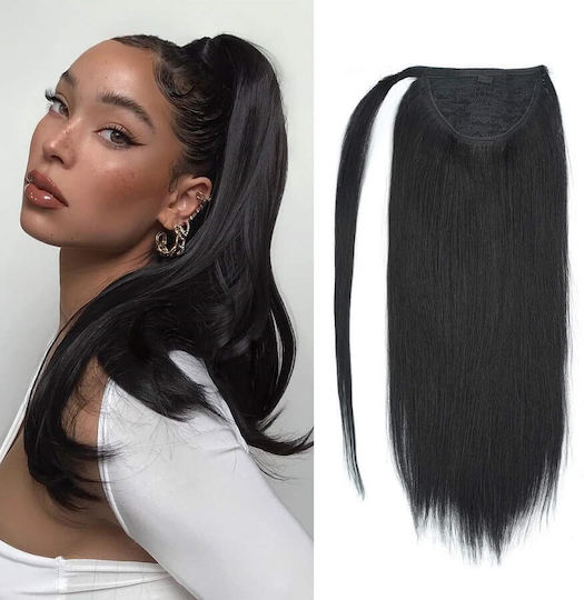 Remy Hair Extension με Φυσική Τρίχα Ρεμί σε Μαύρο Χρώμα 1 50cm Ponytail