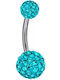 Bauchnabelpiercing aus Stahl Silber / Hellblau