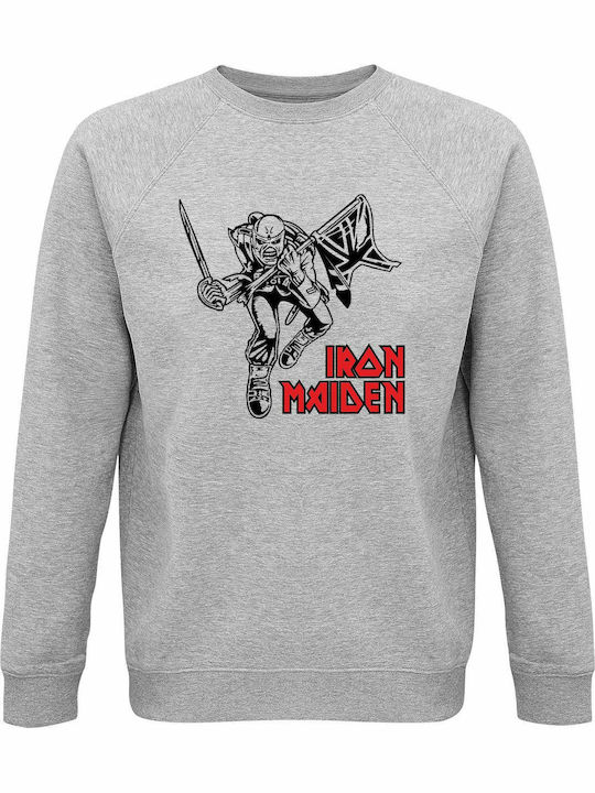 Sweatshirt Unisex Organic " Iron Maiden Trooper " Grey Melange