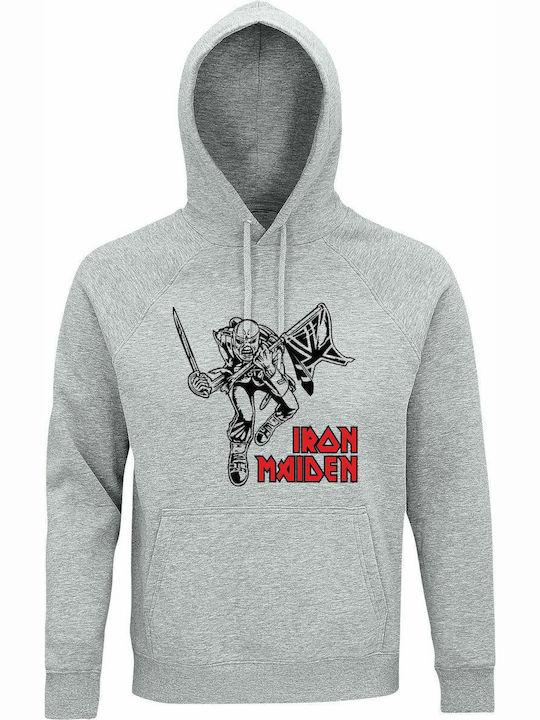 Bluza Unisex Organic Iron Maiden Trooper Gri Melanj