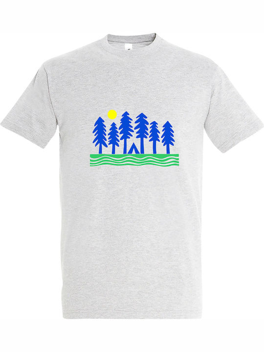 T-shirt Unisex " Outdoor Camp Lover Design " Ash