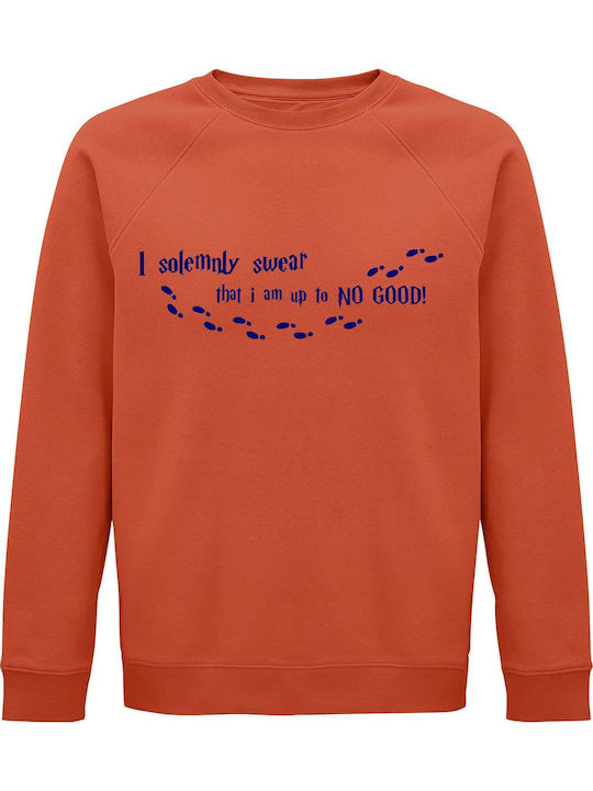 Sweatshirt Unisex Organic " I Somenly Swear That I Am Up To No Good Harry Potter Feet " Sweet Orange