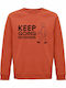 Sweatshirt Unisex Organic " Keep Going Nowhere " Sweet Orange