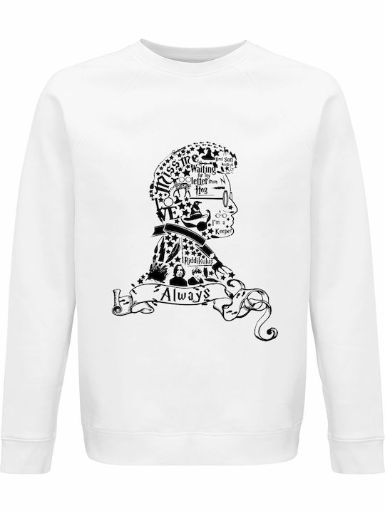 Sweatshirt Unisex Organic " Harry Potter Head Silhouette Love Always " White