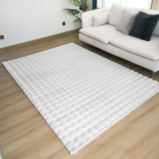 Beauty Home Anti-slip Rug Rectangular Furry White