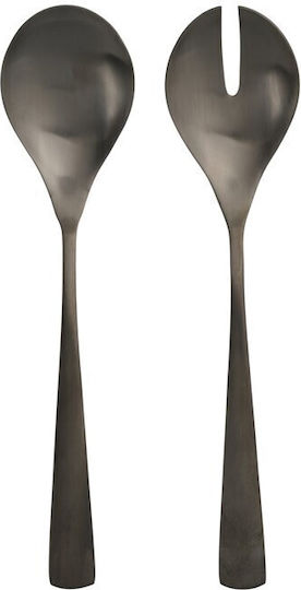 Set of 2 Pieces Stainless Steel Black Matte Salad Spoons 24cm Schou 83318 Made in Denmark