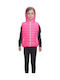 Kids Quilted Sleeveless Short Jacket with Hood Fuchsia