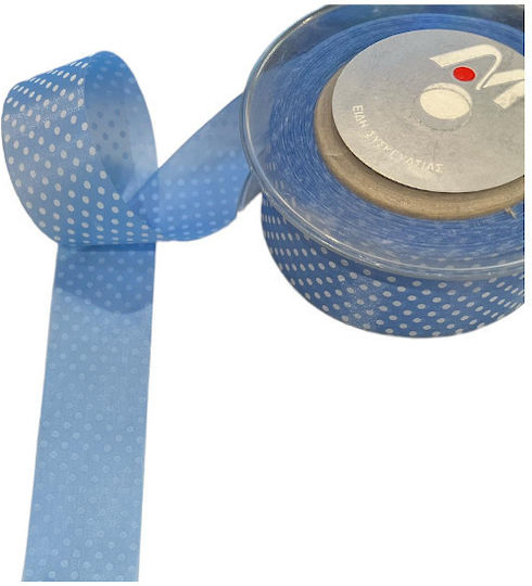 Markas Κορδέλα Μονής Όψης Πουά 25mmx18m Light Blue White 48377